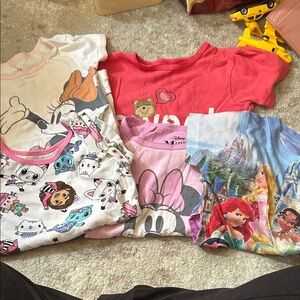 Disney Kids' Pink Minnie & Princess Pajama Tops - Pack